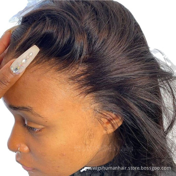 Cheap Hd Transparent Full Lace Frontal Wig Raw Peruvian Virgin Straight Human Hair Lace Front Wigs For Black Women Pre Plucked